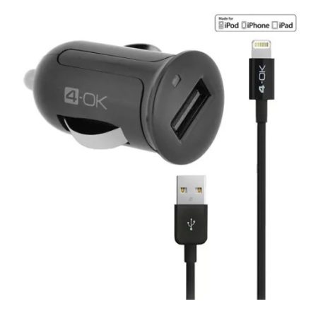 4-OK autós töltő USB aljzat + Lightning kábel