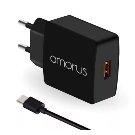 AMORUS K6 hálózati töltő USB aljzat 15W + Type-C kábel